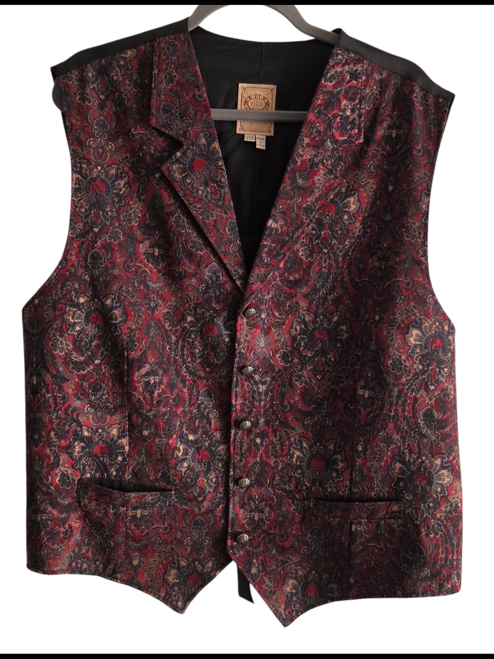Vintage Wah Maker Frontier Mens XXL Red Paisley Western Formal Cowboy Vest